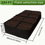 Garden Bed, 128 Gallon 8 Grids, Plant Grow Bags,