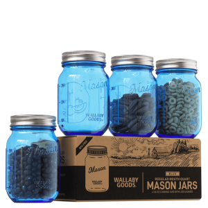 Colored Mason Jars 16 Ounce 4 Pack (Blue)