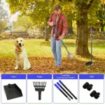 TWOCORN Pooper Scooper - Dog Pooper Scooper Tray And Rake Set With Adjustable Stainless Steel Long Handle