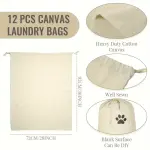 12 Pieces 28" x 36" Large Cotton Canvas Laundry Bags with Drawstring, Heavy Duty Hamper Liner, Washable Dirty Clothes Bag