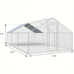 Large Metal Chicken Coop Walk-in Poultry Cage Chicken Run Pen Dog Kennel with Waterproof and Anti-Ultraviolet Cover for Outdoor Farm Use (9.8' L x 19.7' W x 6.4' H)