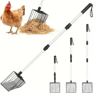 Heavy-Duty 3-in-1 Chicken Litter Scoop with Adjustable Long Handle