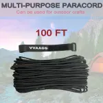 100ft Heavy-Duty Paracord - 4mm Thick, High-Strength Nylon Rope for Camping & Outdoor Gear, Black