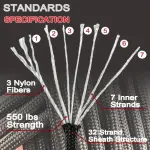 100ft Heavy-Duty Paracord - 4mm Thick, High-Strength Nylon Rope for Camping & Outdoor Gear, Black