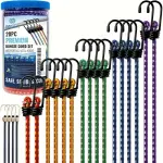20-Piece GOEASY0312 Premium Heavy Duty Bungee Cords Set with Hooks - Includes 10', 18", 24", 30", 36", 48" Bungie Cords in a Storage Jar