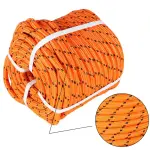 12IN x 200FT 6180Lbs Orange Black Double Braided Polyester Rope Tensile Strength Pulling Rope for Swing Tree Work