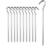 10pcs Camping Tent Stakes, 7 Inch Heavy Duty Metal Tent Peg With Hook, Garden Stakes For Camping Tent Garden Edging Tarp