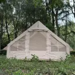 Inflatable Camping Tent With Pump, Glamping Tents, Easy Setup 4 Season Waterproof Windproof Outdoor Blow Up Tent, Luxury Cabin Tent With Mesh Windows & Doors