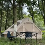 Inflatable Camping Tent With Pump, Glamping Tents, Easy Setup 4 Season Waterproof Windproof Outdoor Blow Up Tent, Luxury Cabin Tent With Mesh Windows & Doors