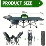 75" Heavy Duty Folding Bed Camping Cot - Gray