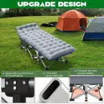 75" Heavy Duty Folding Bed Camping Cot - Gray