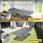 Folding Camping Cot With Mattress - Black