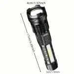 1pc Powerful Flashlight, Outdoor Camping Tactical Light, USB Rechargeable