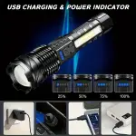 1pc Powerful Flashlight, Outdoor Camping Tactical Light, USB Rechargeable