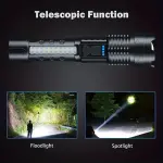1pc Powerful Flashlight, Outdoor Camping Tactical Light, USB Rechargeable