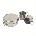 Outdoor Stainless Steel 8pcs Set Pot - Portable Camping Folding Set