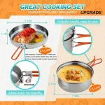 KingCamp 25pcs Stainless Steel Camping Cookware Mess Kit - Camping, Hiking, Picnic