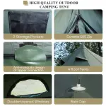 Bell Tent For Camping, Cotton Canvas Bell Tent With Stove Jack, Outdoor Canvas Bell Tent For Family Glamping Camping, 4 Season Tent With Zipped Removable Floor, 3M