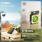 Solar Powered Fan For Camping 10400mAh Rechargeable Battery Operated Portable Fan