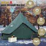 Bell Tent For Camping, Cotton Canvas Bell Tent With Stove Jack, Outdoor Canvas Bell Tent For Family Glamping Camping, 4 Season Tent With Zipped Removable Floor, 3M