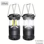 2pcs Super Bright LED Camping Lantern - Portable and Collapsible Emergency Flashlight with Battery Power