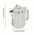 1pc Premium Stainless Steel Metal Coffee Pot with Built-in Filter