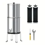 2-in-1 Stainless Steel Water Purifier 9.5 x 22 inches  Gravity-Fed Filtration System