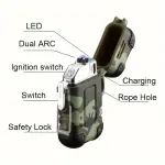 1pc Windproof Double Arc Lighter - USB Rechargeable Flameless Lighter