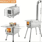 Hot Tent Stove, Camping Tent Stove Uses Upgraded Titanium Surface With Extended Feet, Suitable Cooking Hiking BBQ