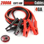 2000AMP Heavy Duty Jumper Cables - 4 Gauge, 13Ft Long, & Handy Carry Bag