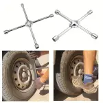 14" Heavy Duty Universal Lug Wrench 4-Way Cross Wrench 17mm 19mm 21mm 23mm