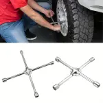 14" Heavy Duty Universal Lug Wrench 4-Way Cross Wrench 17mm 19mm 21mm 23mm