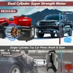 12V Twin Cylinder Portable Heavy Duty Tire Air Compressor - Digital Tire Inflator with LED Light