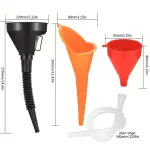 3-Piece Automotive Oil Change Funnel Set with Detachable Flexible Extension
