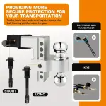 Adjustable Trailer Hitch (Fits 2-Inch Receiver) 6" Drop & Rise Heavy Duty Aluminum Tow Hitches With 2-Inch, 2-5/16-Inch Chrome Plated Steel Balls (12, 000 LBS GTW)