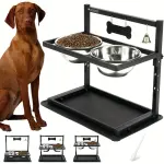Two-Stainless-Steel-Bowl Elevated Dog Feeder